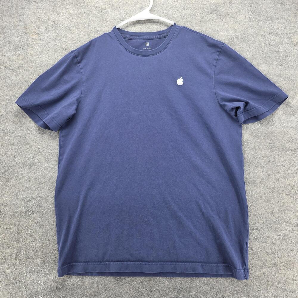 Apple Shirt Mens Medium Blue Logo Crewneck T-Shirt Tee 100% Cotton Casual